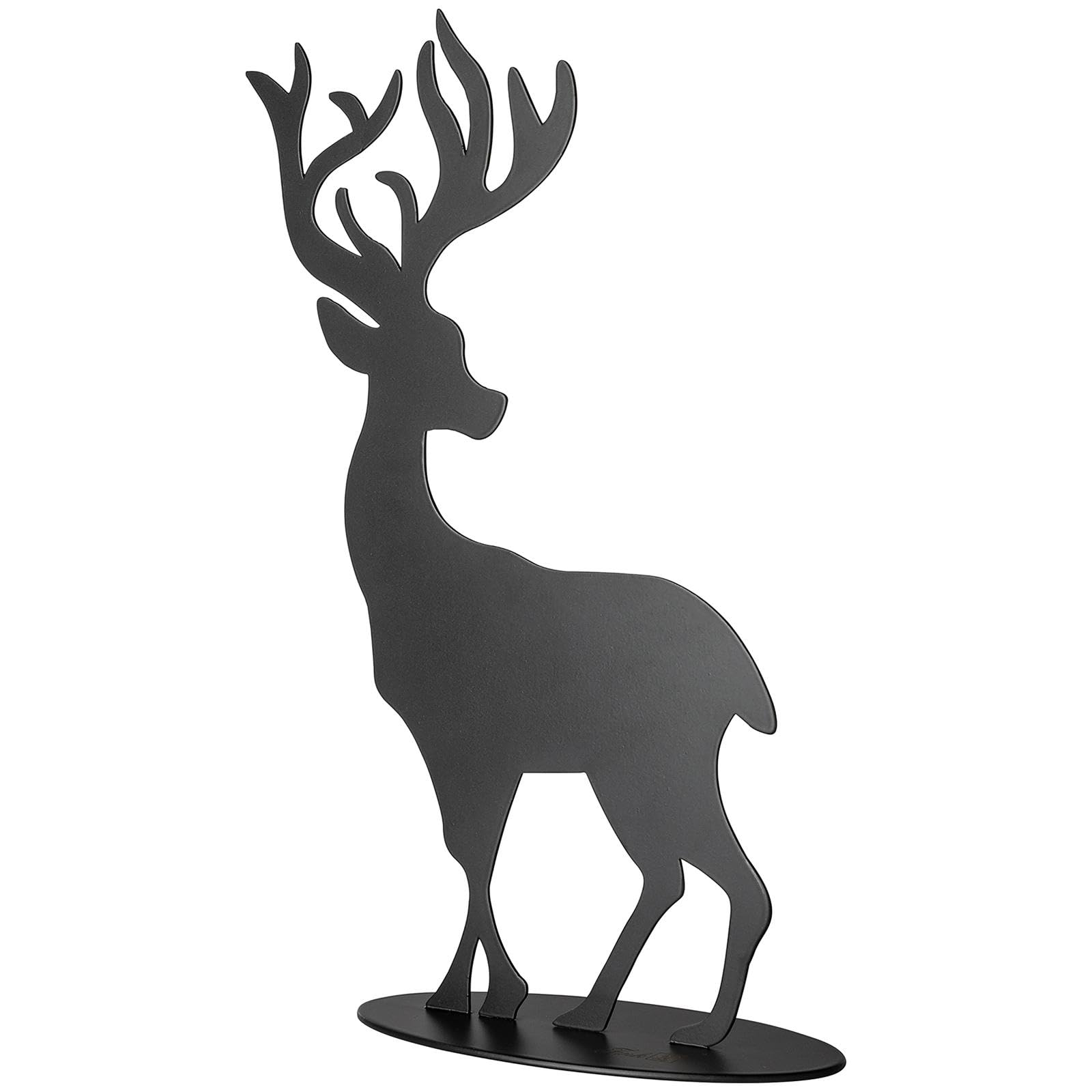 Fink Weihnachtsdeko Hirschfigur 30 cm schwarz matt - Metall Deko-Hirsch als Aufsteller für Winter- und Adventsdekoration, Moderne Figur für Tisch, Regal, Fensterbank oder Festliche Wohnideen