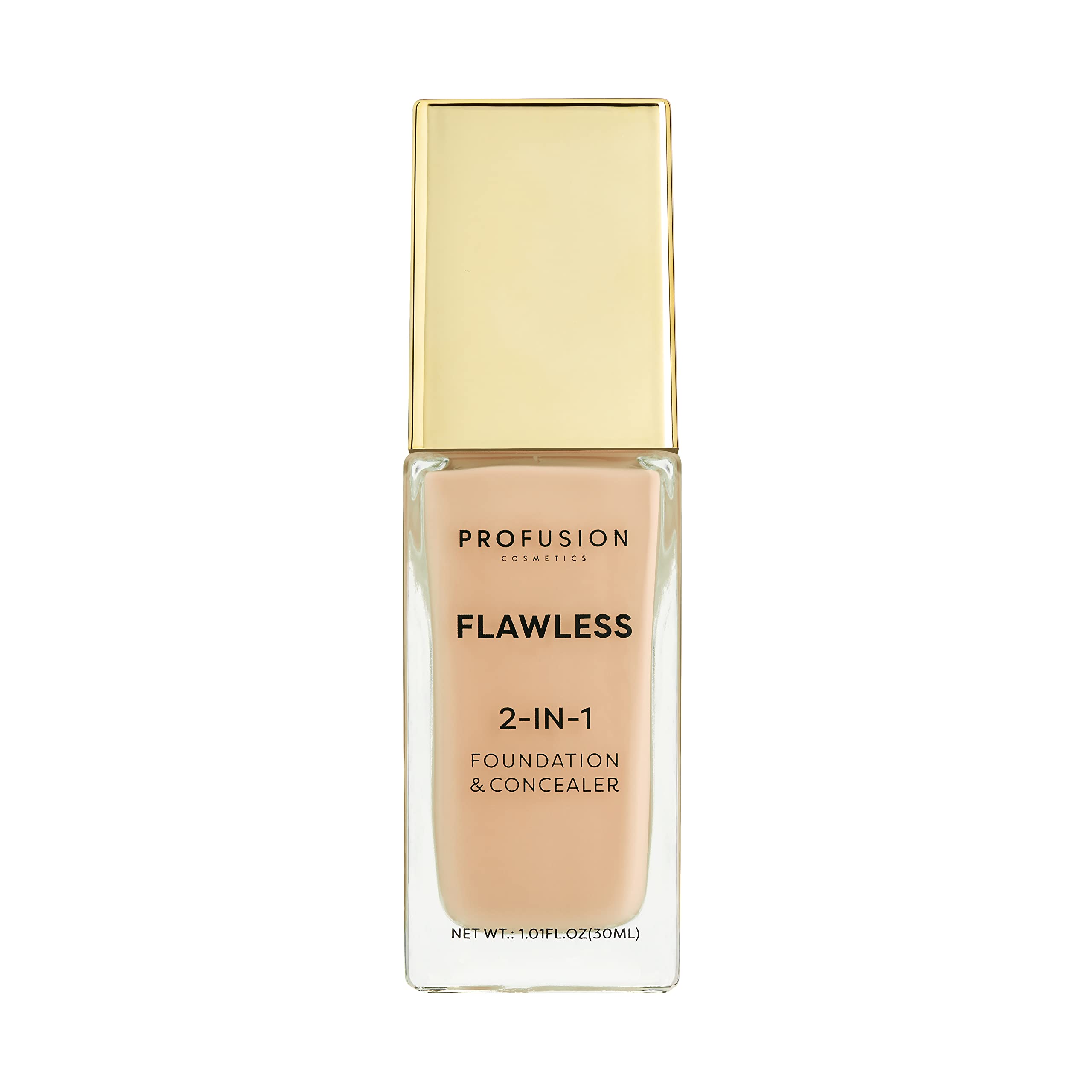 Profusion Cosmetics 2-In-1 Foundation and Concealer for Medium Skin Tone, Flawless Full Coverage and Matte Finish with Convenient Solution for Achieving Polished Look - Honey