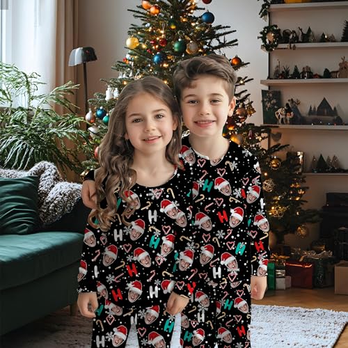 M YESCUSTOM Personalized Pajamas for Women Men Family Custom Pet Face Couples Matching Pajamas Sleepwear Set with Photo4