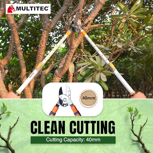 Image of MULTITEC Telescopic Anvil Lopper | Heavy Duty Extendable Branch Cutter for Thick, Dry & Dead Wood | Carbon Steel Tree Pruner with Long Aluminium Handles | Garden, Farm & Orchard Pruning Tool