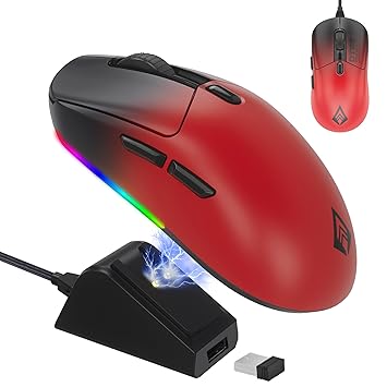 Archer Tech Lab Bluetooth Wireless Gaming Mouse (BT 5.3/2.4GHz/ Wired) PixArt PAW3311 Sensor, 22000 DPI~1000Hz Precise Tracking, 8 RGB/ 7 Programmable Buttons, Charging Dock, for PC Laptop Mac(Quest) - image, photos