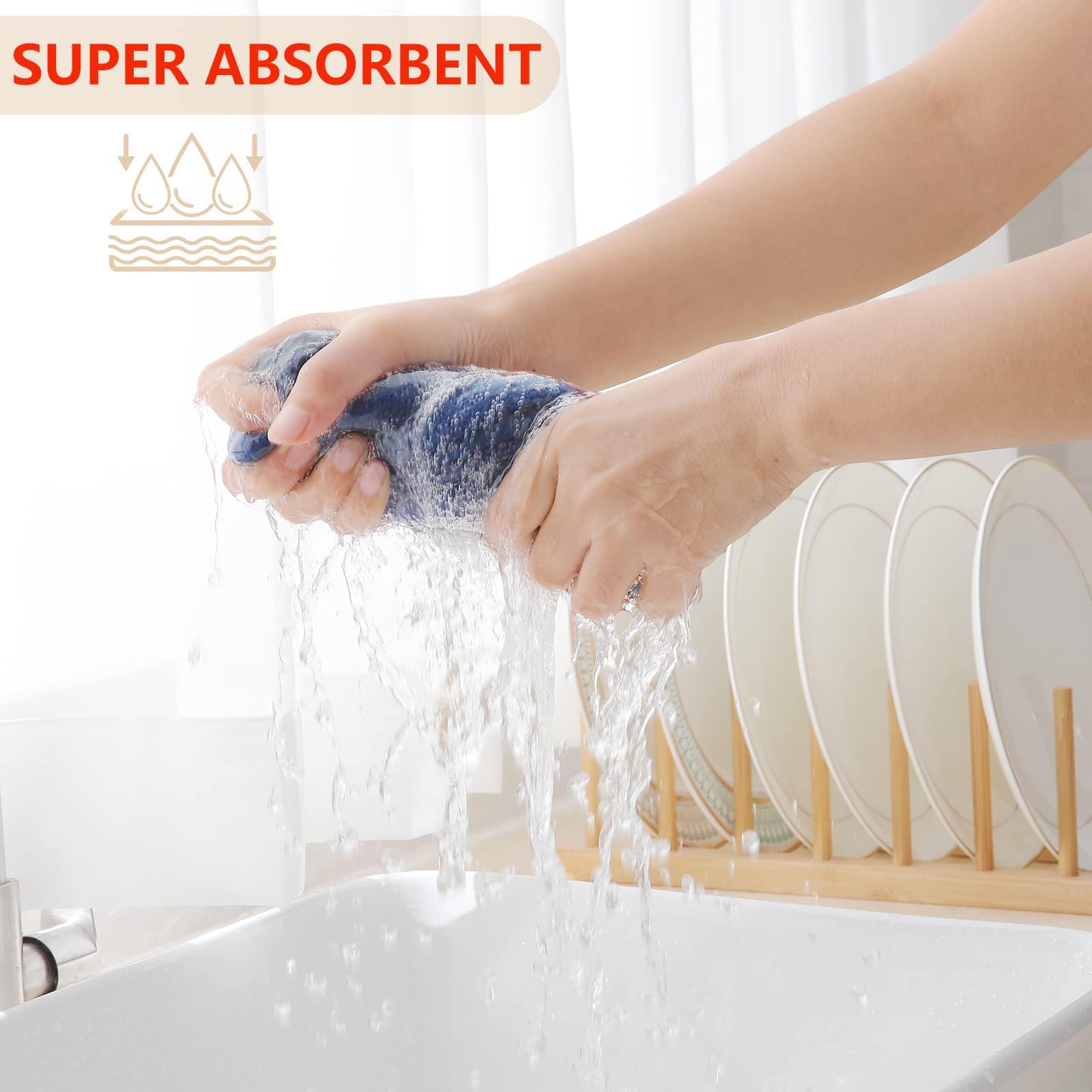 Homaxy Strofinacci da cucina in 100% cotone a nido d'ape, ultra morbidi, assorbenti, ad asciugatura rapida, 33 x 71 cm, confezione da 12, blu navy