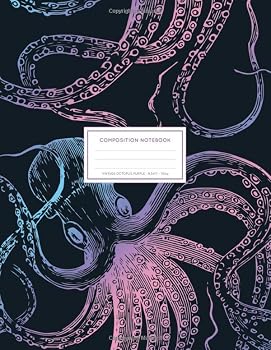 Vintage Octopus Purple : Ocean Sea Life Octopus Notebook College Ruled 8. 5x11 LARGE 100 Lined Pages