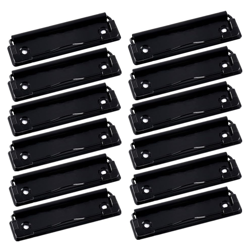 Portapapeles con clip, mecanismo de sujeción de alambre, 20 unidades, soporte para placas para artículos de papelería, carpetas de bolsillo, carpetas de oficina, color negro