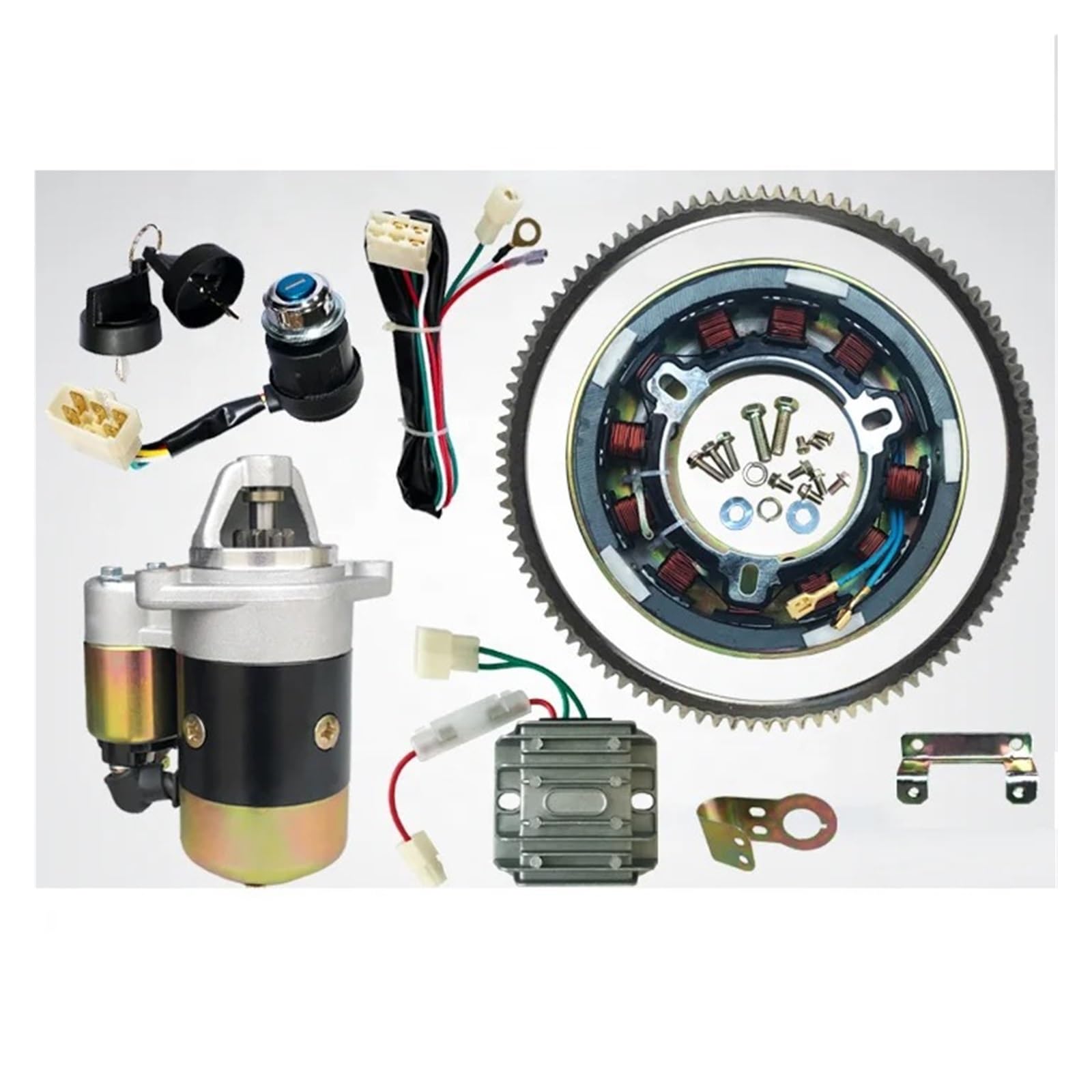 Arranque Motor para GENERADOR DIÉSEL 170F 173F 178F 186F 188F 192F 5KW Motor Arranque Volante Engranaje Corona Kit CONVERSIÓN Arranque ELÉCTRICO Starter Motor(178F CW)