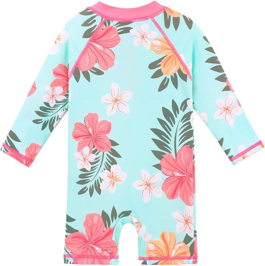 HUAANIUE Baby/Toddler Girls Long Sleeve Zipper Closure Swimsuit One Piece Swimwear with UPF50+ Sun Protection - Image 3