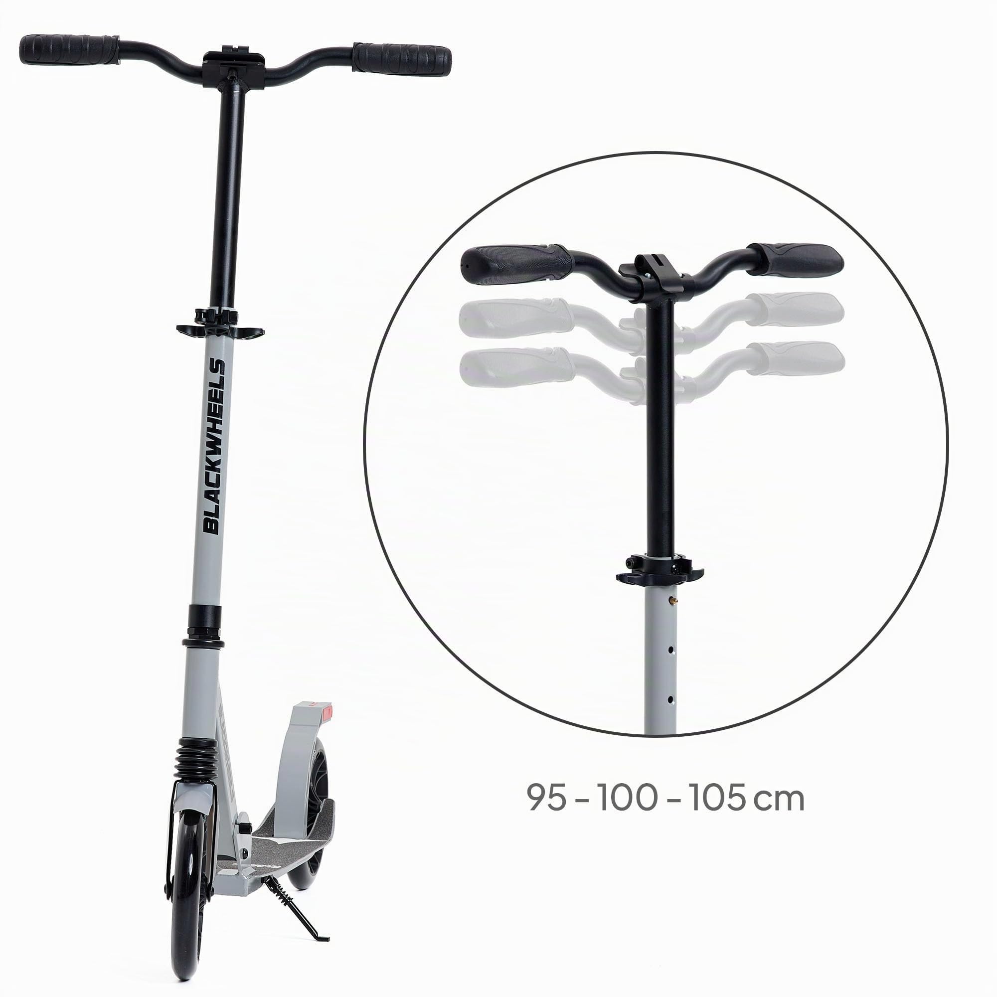 BLACKWHEELS Zoom Trottinette Urbaine – Grandes Roues 200mm, Pliable, Amortie, Guidon Réglable en Hauteur, Cadre Léger en Aluminium, Conduite Confortable sur Toutes Les Surfaces