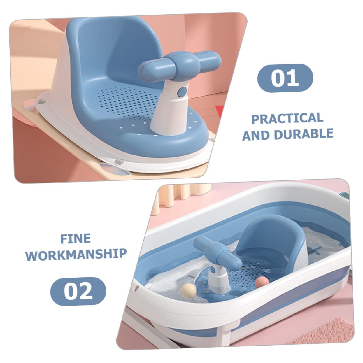Asiento De Baño Para Ñiño 0-12 Meses Azul, Plástico Seguro, Soporte Estable Para Ducha y Bañera, Ligero y Portátil, Adecuado Para Recién Nacidos y Viajes