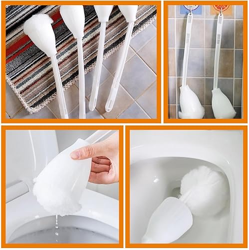Miniatura 7 de 4 piezas de cepillo de inodoro, fregona de inodoro, cepillo blanco suave para inodoro, fregona de inodoro, limpiadores de esquinas muertas para el