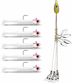 Valkyrie Alabama Rig Seti 1  emsiye 5 Jig Kafa 5 Silikon Yem Haz r Turna Levrek Av  Spinner Rig Tak m
