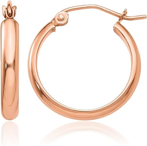 Pendientes de aro de oro rosa de 14 quilates, joyería fina redonda para mujer, regalos para ella, Oro rosa