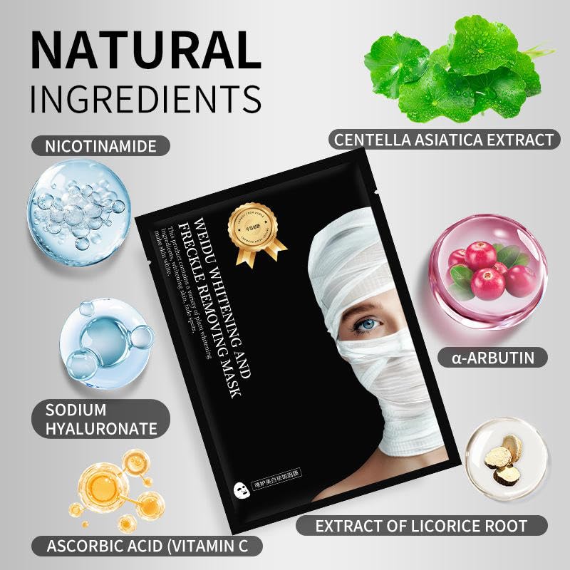 KHAMKARI Collagen Whitening and Anti-Wrinkle Facial Mask, Black Bandage Moisturizing and Wrinkle Removal 4