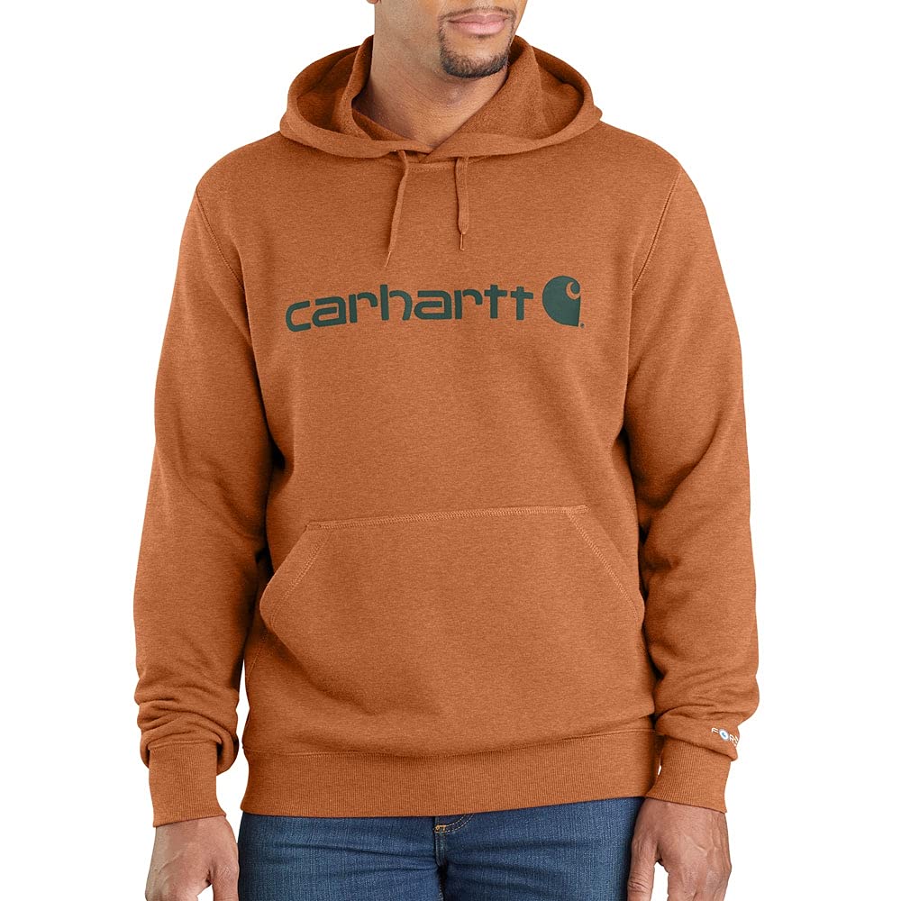 Carhartt Men's Force Delmont Signature Graphic Hooded Sweatshirt, Navy Heather, 2X-Large