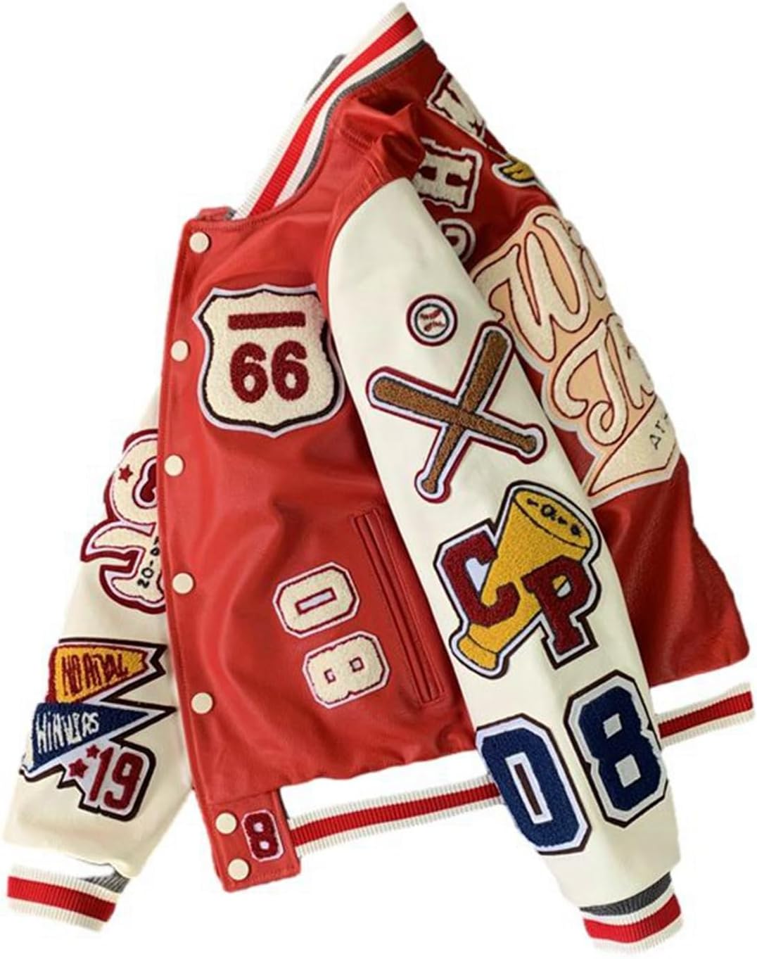 [GUREITOJP] スタジャン メンズ レザージャケット PU革ジャン ジャンパー ジャケット 防寒 防風 防水 ゆったり レタ