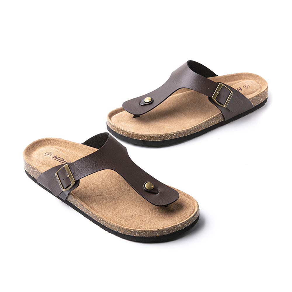 Hitmars Ciabatte Uomo Sandali Estate Basse Infradito da Spiaggia All'Aperto da Acqua Mare Regolabile Fibbia Punta Aperta Regolabile Nero Blu Marrone Cachi EU39-EU47