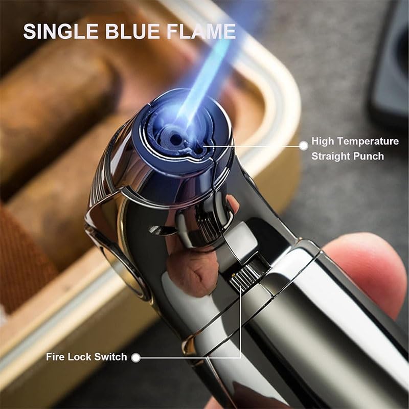 Encendedor soplete ajustable recargable para cigarros dorado miniatura 2