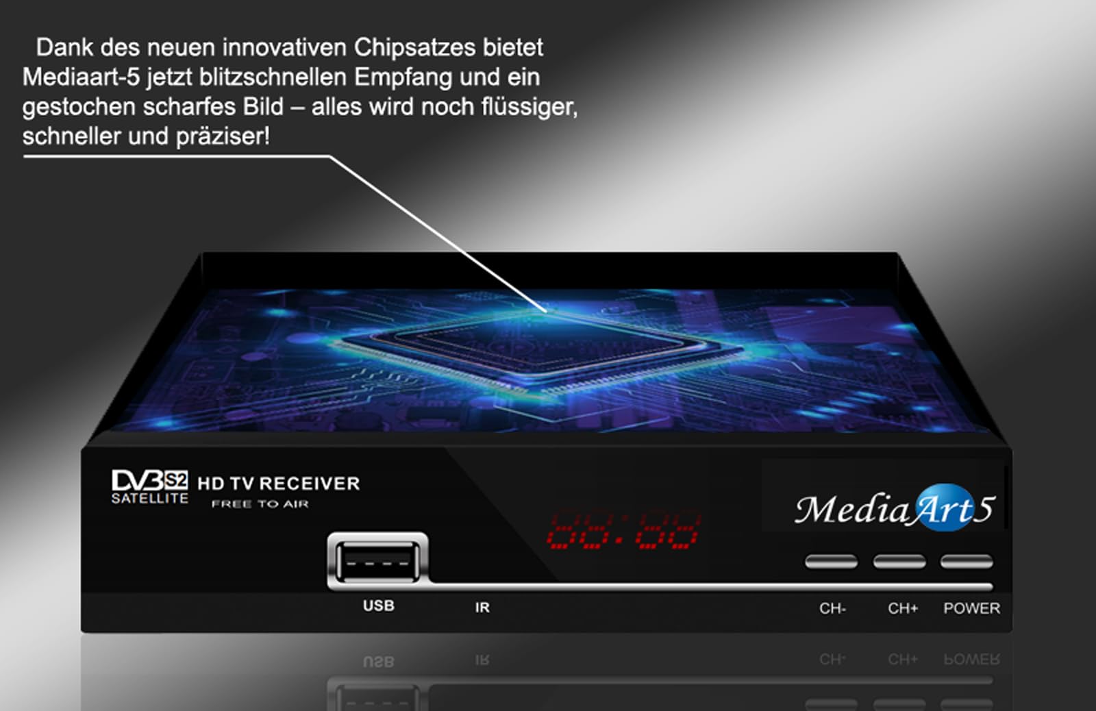 Sat Receiver Mediaart -5 WLAN programmiert Deutsche Senderliste Astra HD 2xUSB YouTube DVB-S2 FTA Scart HDMI