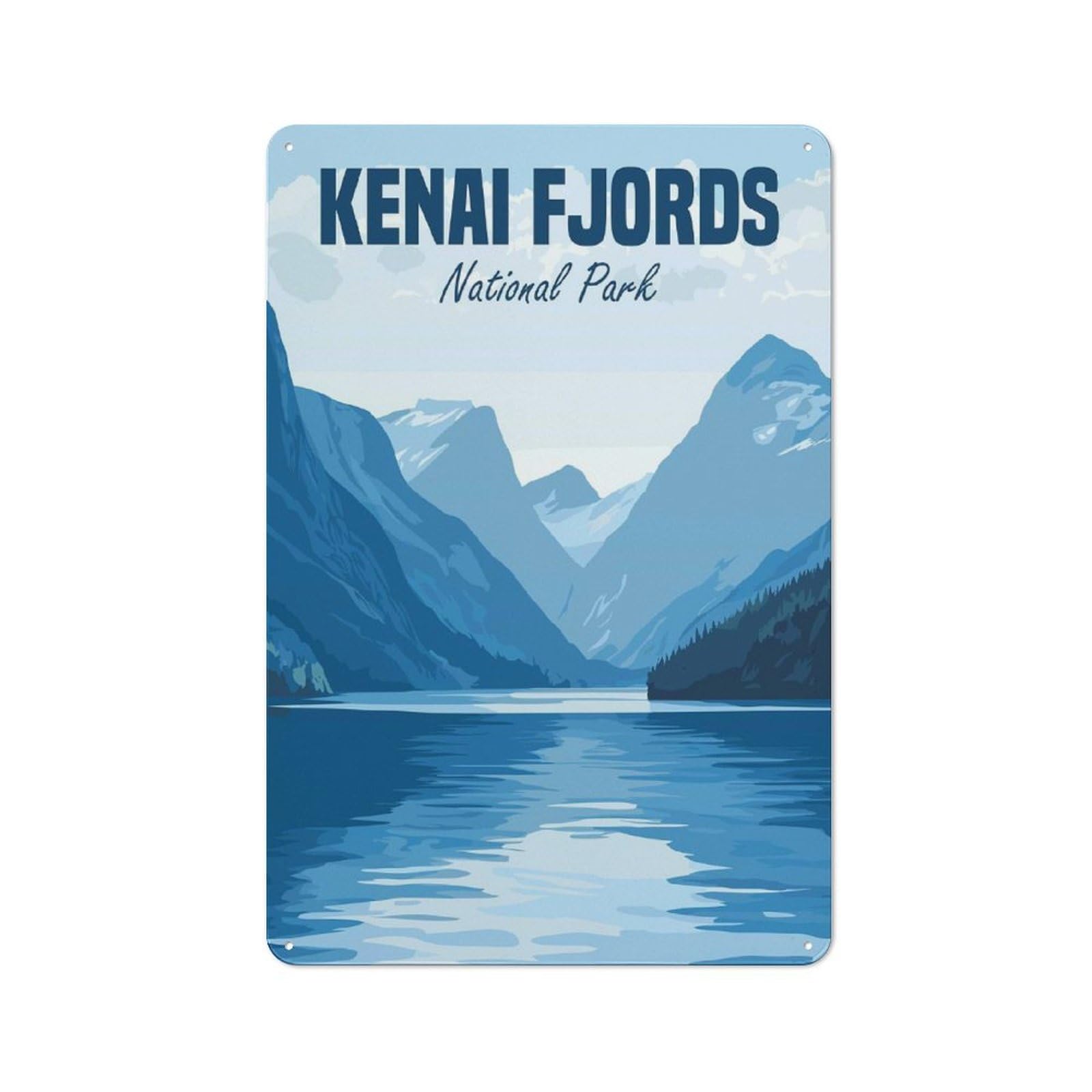 Junmoney Style-7 Kenai Fjords National Park (2) Decorative Tin Plaque 30X20cm, Decorative Novelty Wall Art For Hallway, Home Bar, Garage Or Study