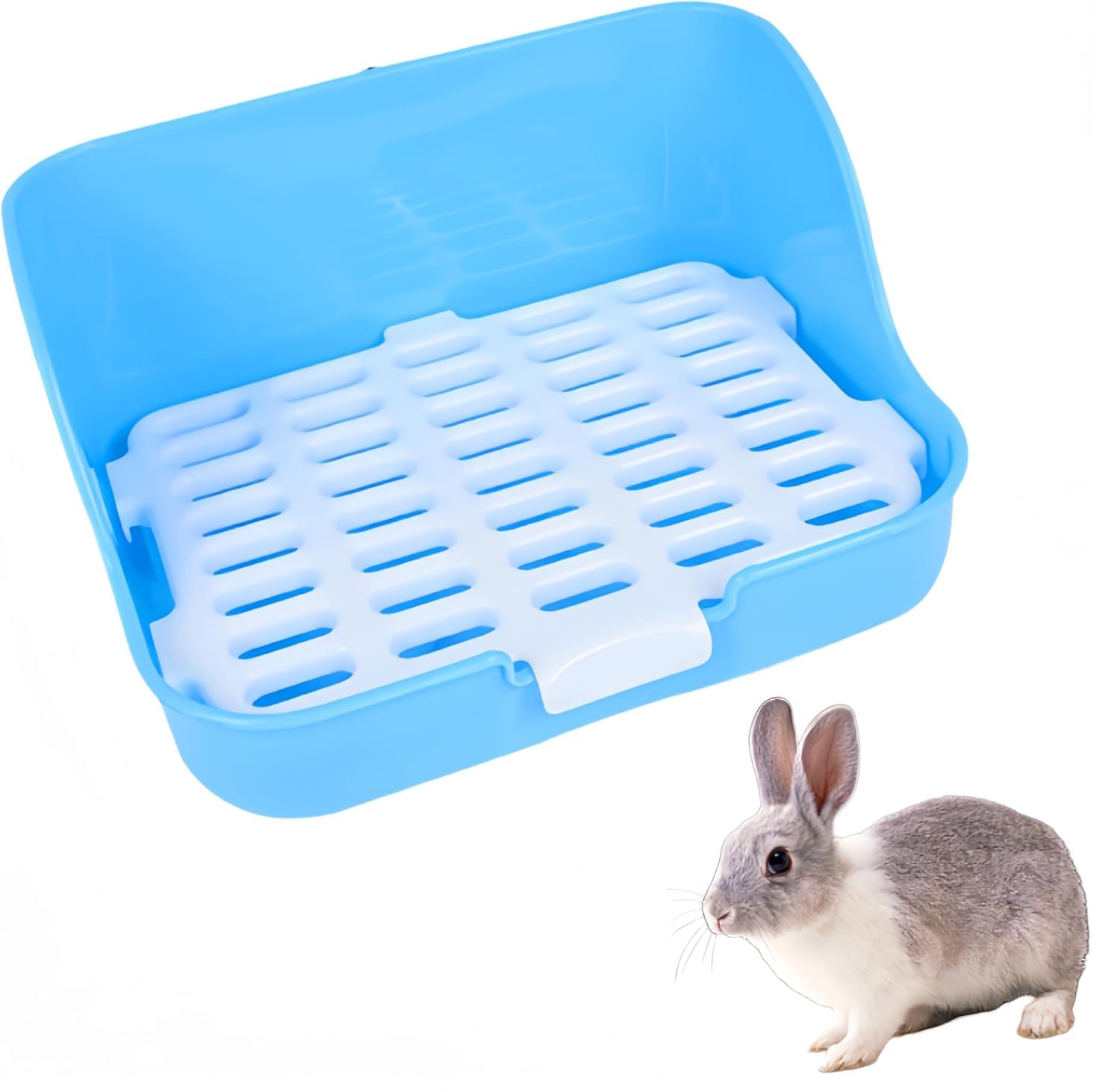Caja para Inodoro con Forma de Conejo, Orinal para Mascotas con Diseño de Cerdo Pequeño, Bandeja de Color Azul
