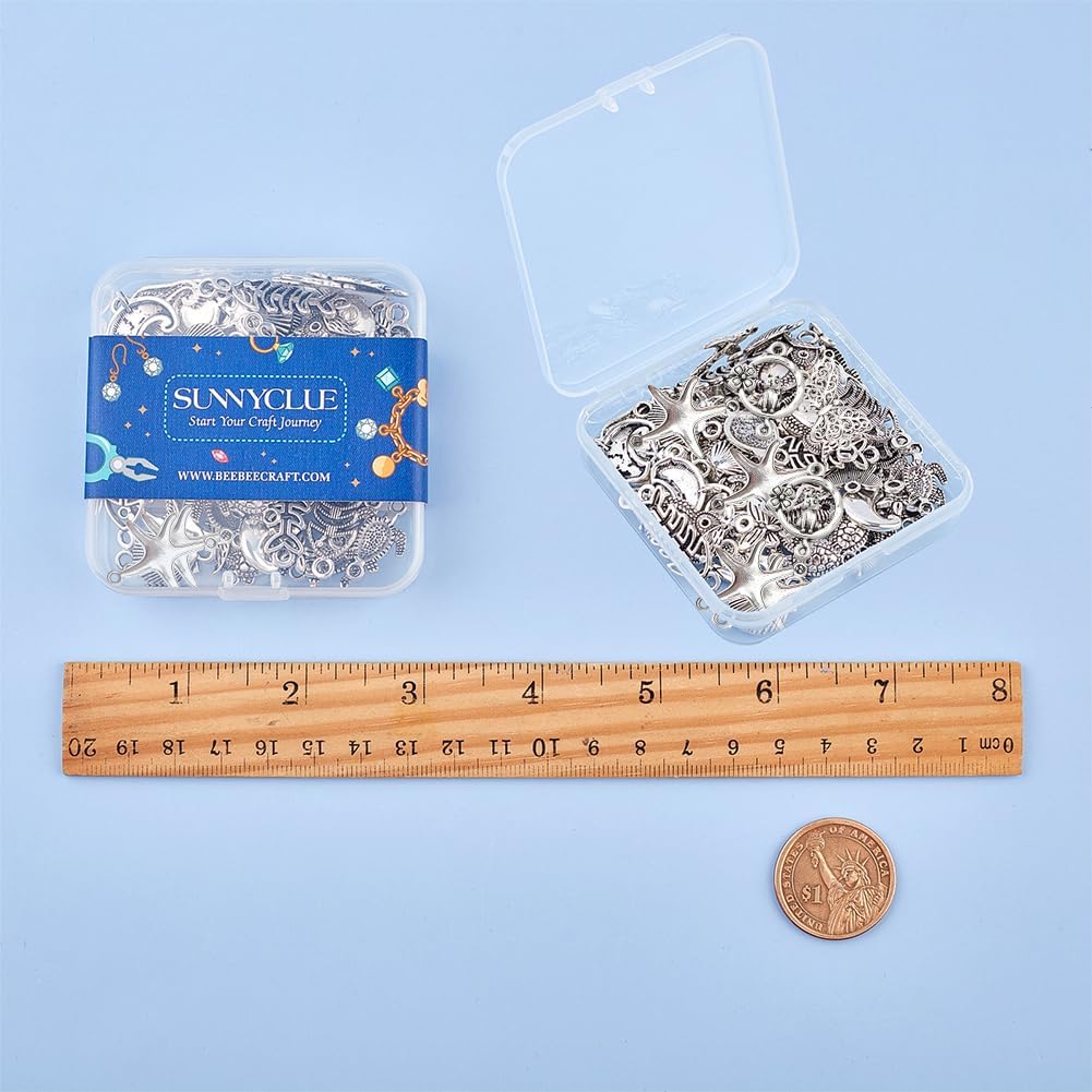 SUNNYCLUE 1 Box 60pcs Animal Connector Charms Antique Silver Double Hole Connectors Tibetan Style Turtle Seashell Linking Charm Owl Butterfly Links Charms for Jewelry Making Charm DIY Bracelet Craft - Image 7