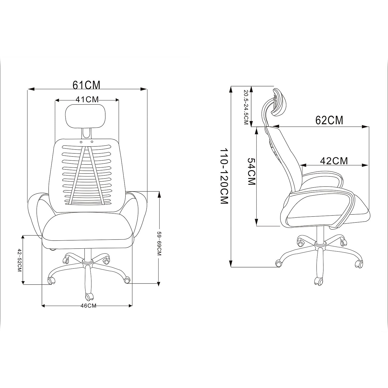 La Silla Española - Sedia da studio per bambini/ragazzi, colore grigio nero.
