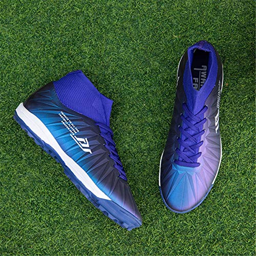 Kinderen Voetbalschoenen, Hoge Voetbalschoenen Tieners Antislip Casual Outdoor Fitness Sneakers Voor Jongens Meisjes,Blue,35EU - Image 6