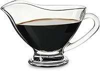 Fox Run Glass Gravy Boat with Handle, 9oz Large Capacity Dishwasher Safe Serving Boat for Gravy, Sauces & More