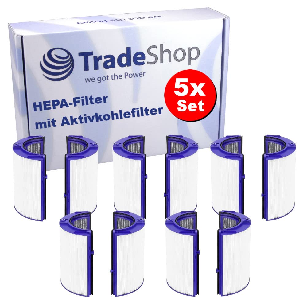 5 filtros HEPA Trade-Shop con filtro de carbón activo compatible con Dyson DP04, HP04, HP06, HP07, HP09, PH01, PH02, PH03, PH04, TP04, TP06