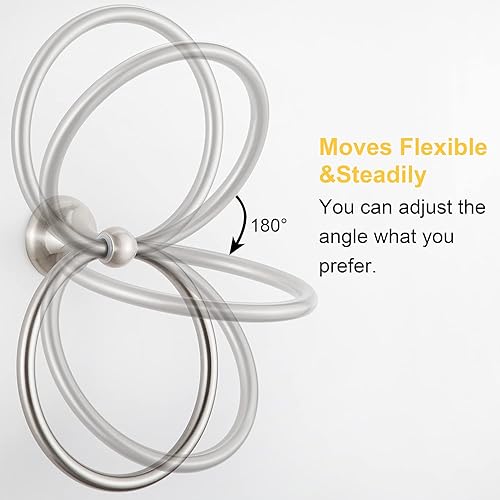 Miniatura 8 de Anillo de toalla redondo de diseño clásico montado en la pared para baño (negro)