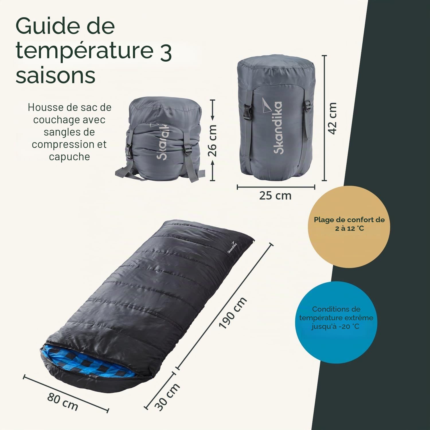 Skandika Sac de Couchage Couverture Dundee | Coton/Flanelle, Haute qualité, jumelable, 3 Saisons, jusqu'à -20°C, 220 x 80 cm | Camping Outdoor randonnée