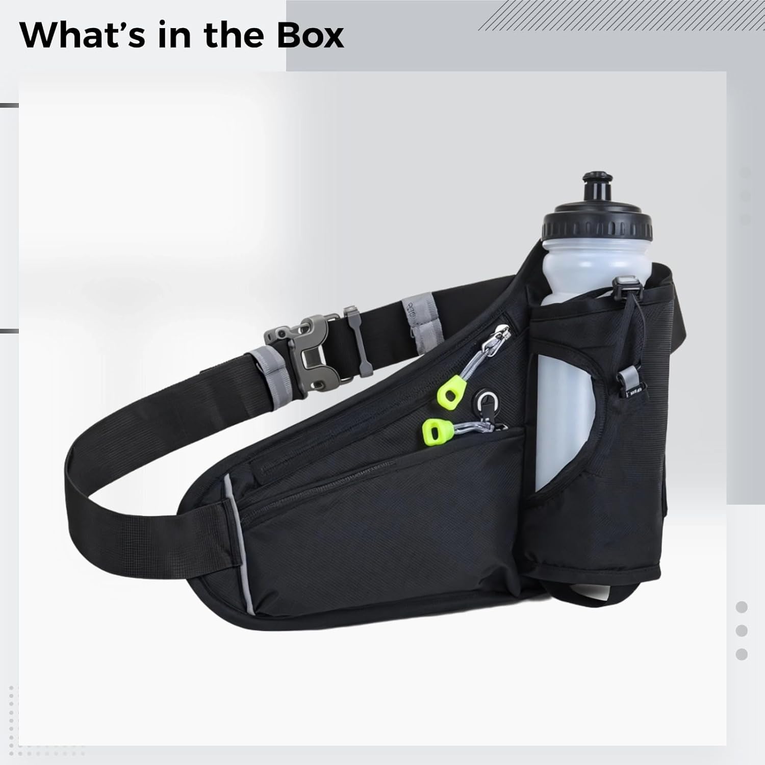Running Hydration Belt With Water Bottle Holder, Waterproof Waist Pack For Phone, Adjustable Strap, Reflective Sports Pouch