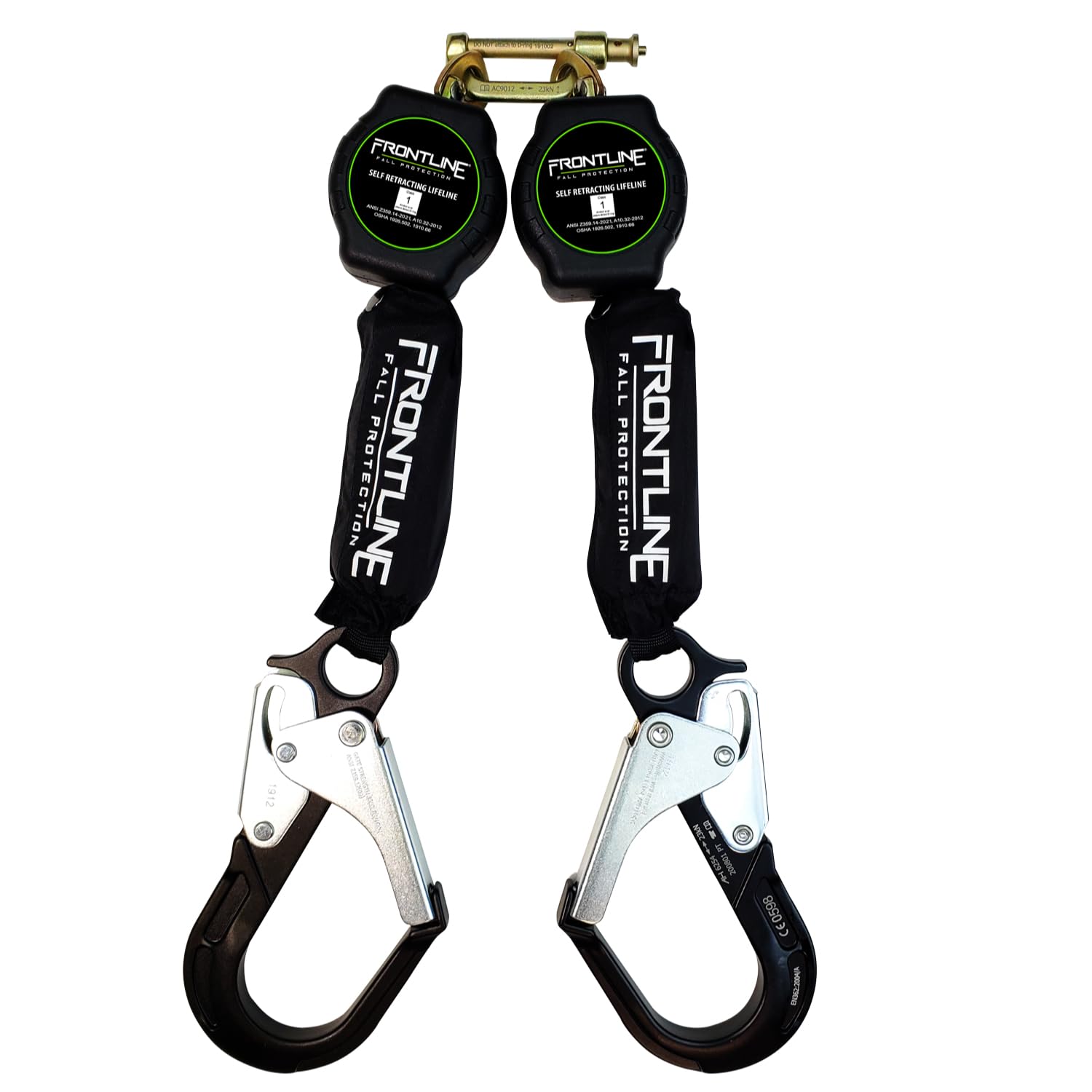 Frontline RPA062RA 6' Aramid Web Twin Leg SRL with Aluminum Rebar Hook Ends | 310 lbs Capacity | Lightweight & Durable | Aramid Fiber Webbing | ANSI &