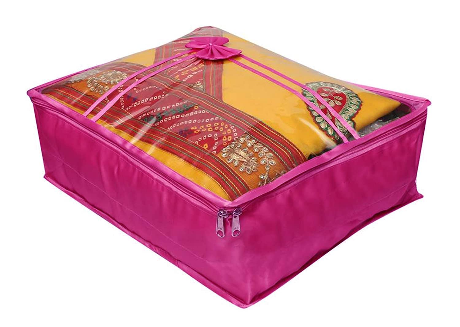 atorakushon Set di 12 sacchetti in tessuto satinato, con finestra trasparente, extra large, organizer per abiti da guardaroba (viola)