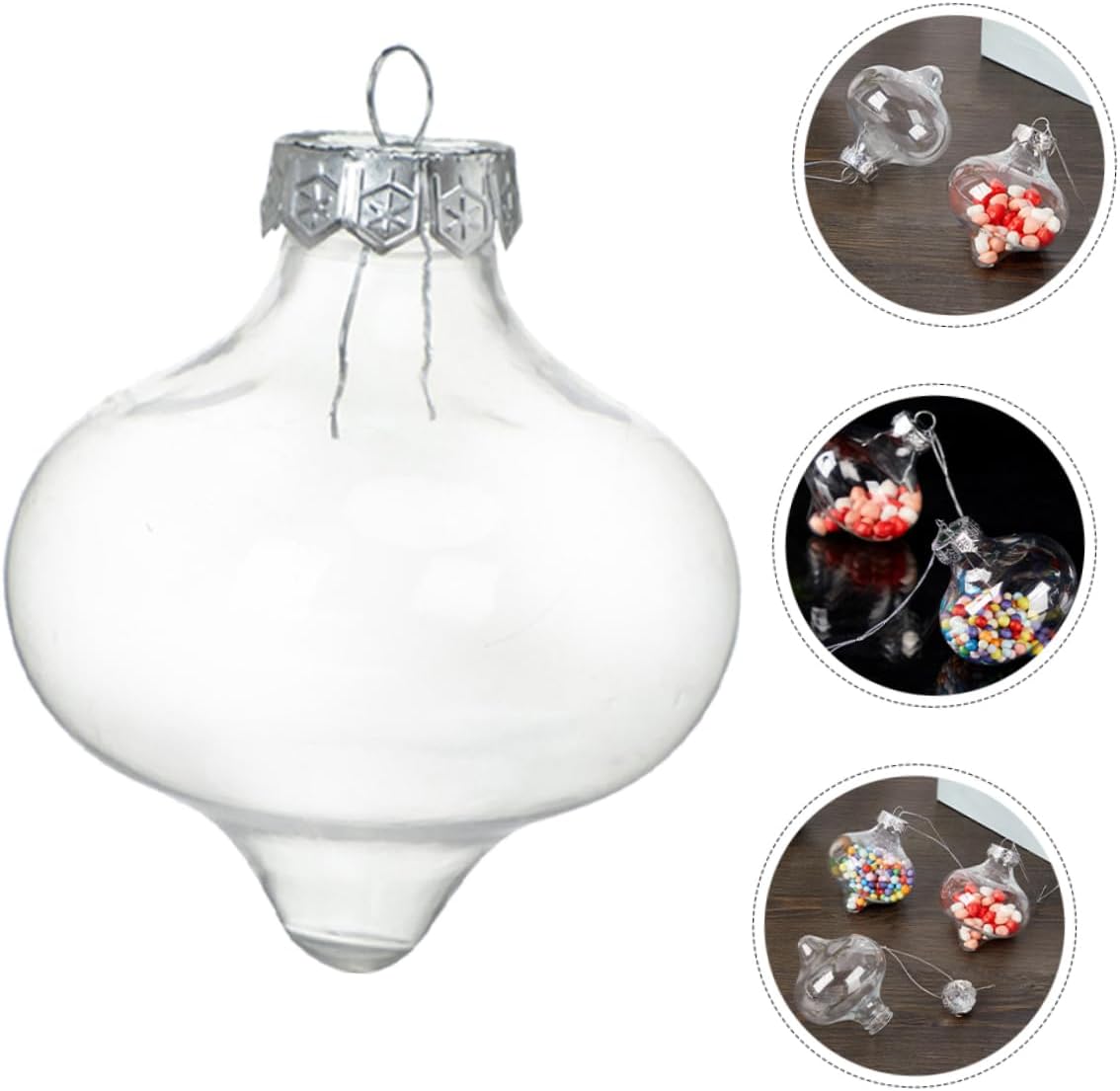 UKCOCO 10pcs Glass Cover Ornament Baubles Fillable Christmas Bulbs Ornaments Whimsical Ball Small Artificial Clear Craft Mini Globe Round Light Colorful Hollow The Pet Transparent