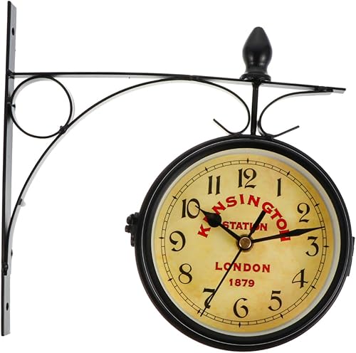 BIUDECO Clock Iron Wall Decor Vintage Wall Clock Metal Iron Vintage Wall Iron London Clock Nordic Decor Decorative Outdoor Decor Digital Clock