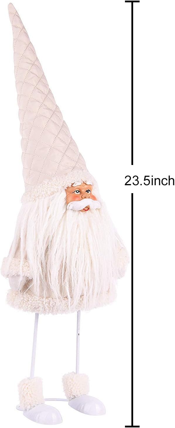 Amazlab Cute Christmas Plush Dancing Santa Claus Standing Figurine with Spring, Splashing and Funny Xmas Decorations Home Holiday Decoration Ornaments,White