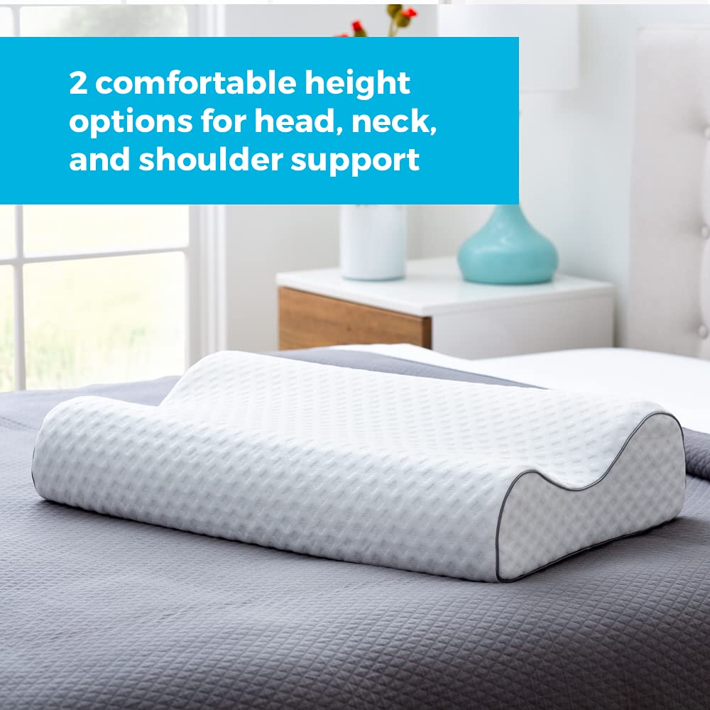 Linenspa Cuscino memory foam cervicale con carbone di bambù, cuscino cervicale per domire, infuso con carbone attivato
