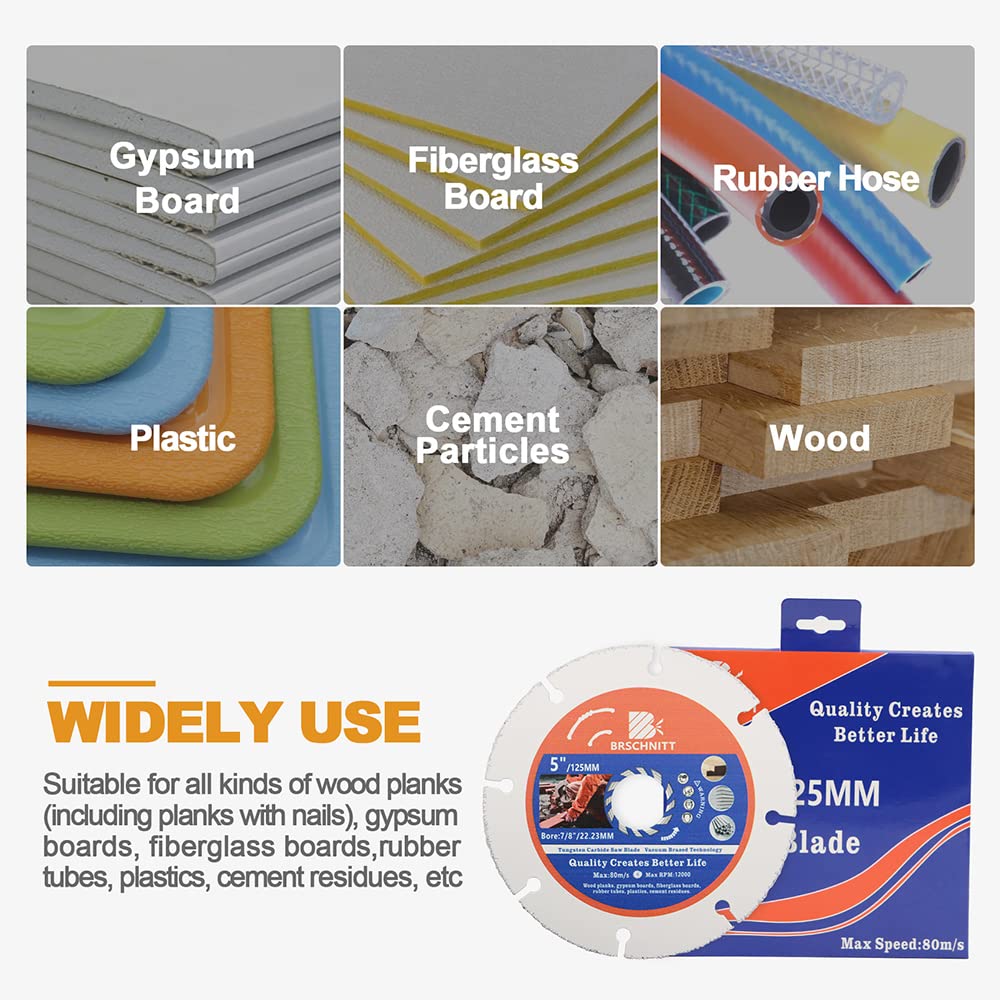Carbide Multi Wheel Disco125mm - BRSCHNITT Disco da taglio per Legno Duro, Laminato, Plastica(4 Pezzi)