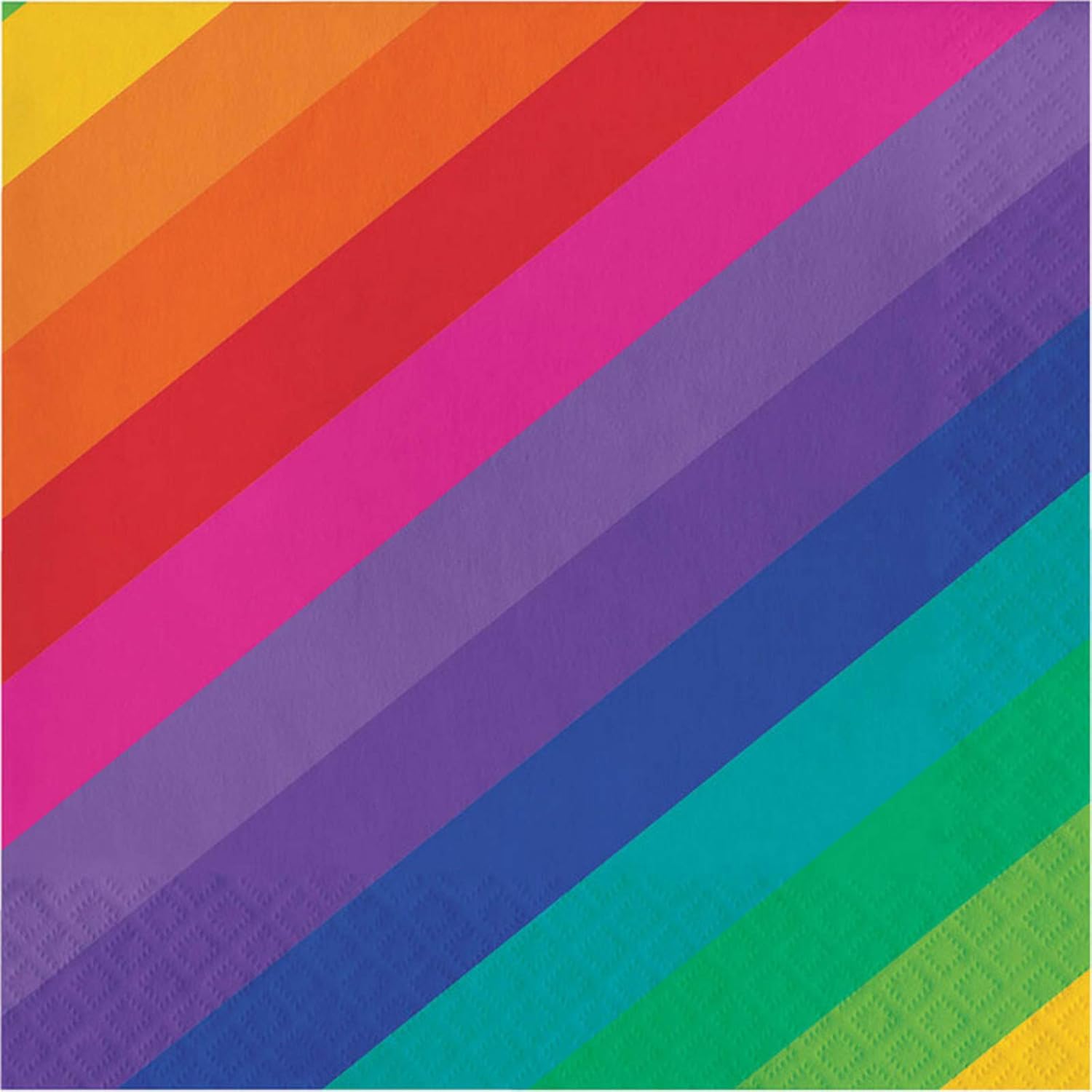 Creative Converting 665972 Rainbow Stripes Lunch 3-Ply Paper Napkins, Multicolor, 6.5", 16 Ct.
