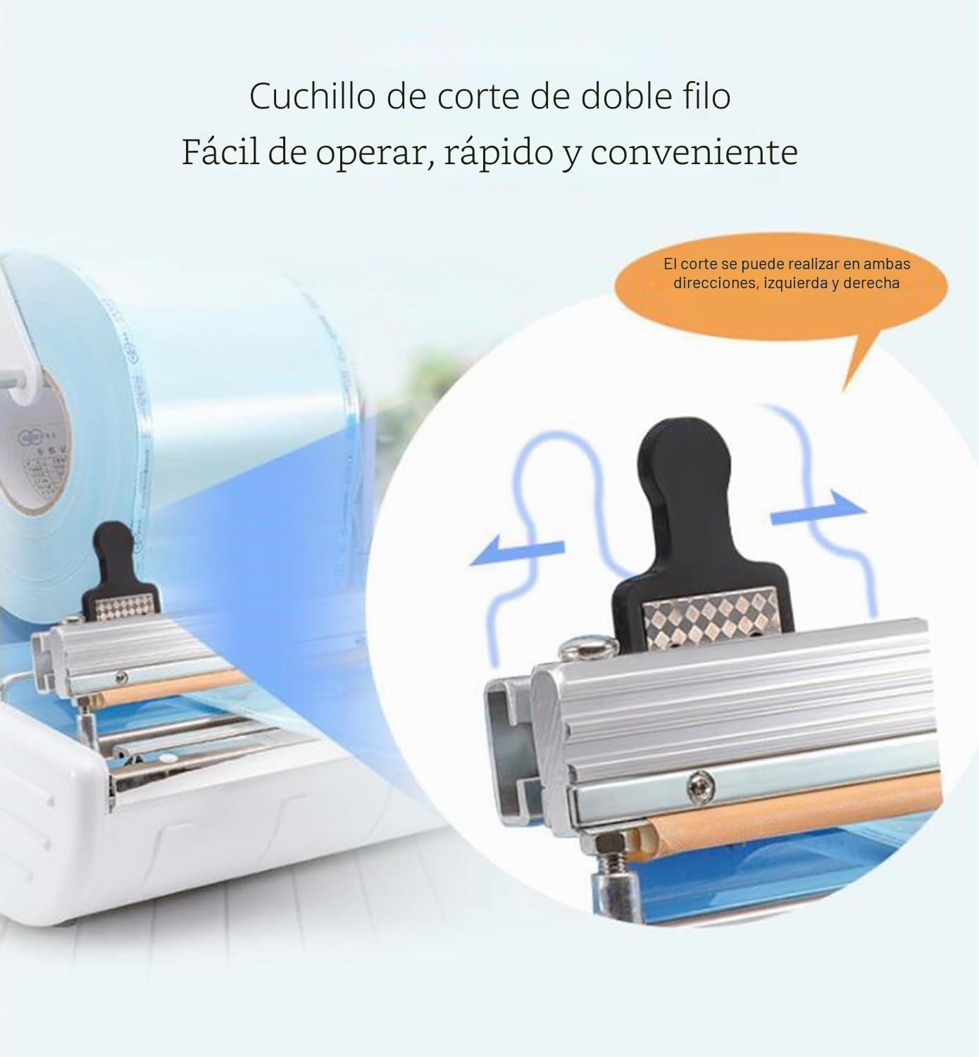 Máquina Selladora de Bolsas de Esterilización, Instrumentos de Envoltura Portátiles de 400W con 1 a 6 Engranajes en el regulador de Temperatura, con una Temperatura máxima de 300℃.