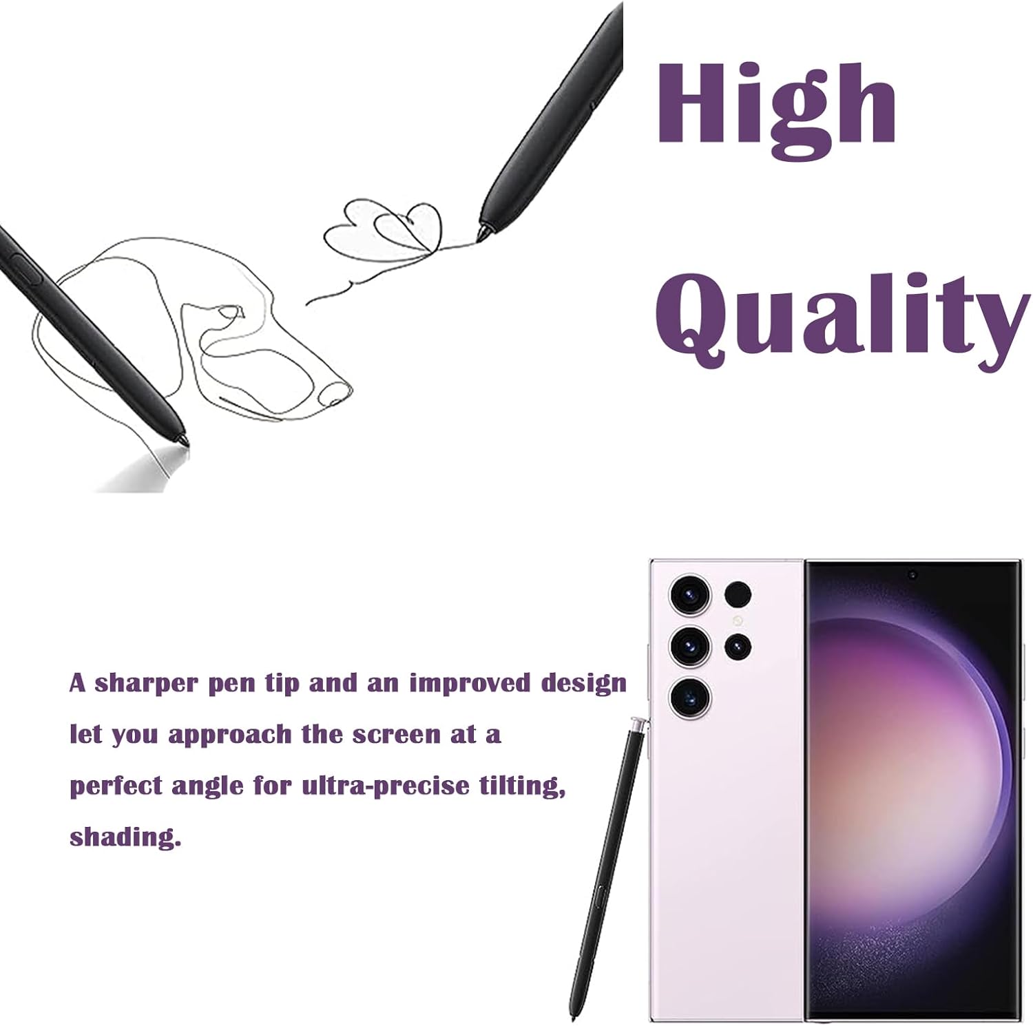 Galaxy S23 Ultra S Pen WithBluetooth for Samsung Galaxy S23 Ultra All Versions Purple S23 Ultra Pen Stylus Pen,SM-S918N,SM-S9180,SM-S918E,SM-S918E/DS 5G S Pen EJ-PS918 (Purple)