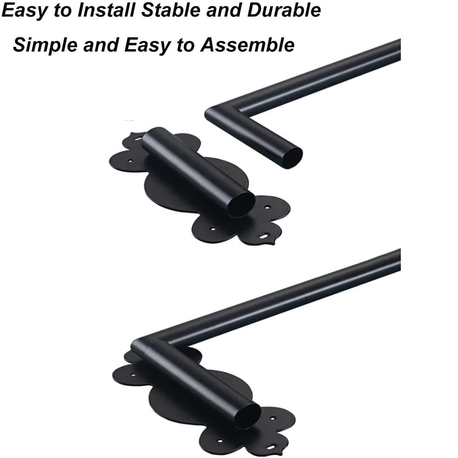 Tringle à rideaux robuste avec bras oscillants et rotation à 180° pour rideaux à œillets, support d'affichage de fenêtre en laiton (taille : 90 cm, couleur : noir)