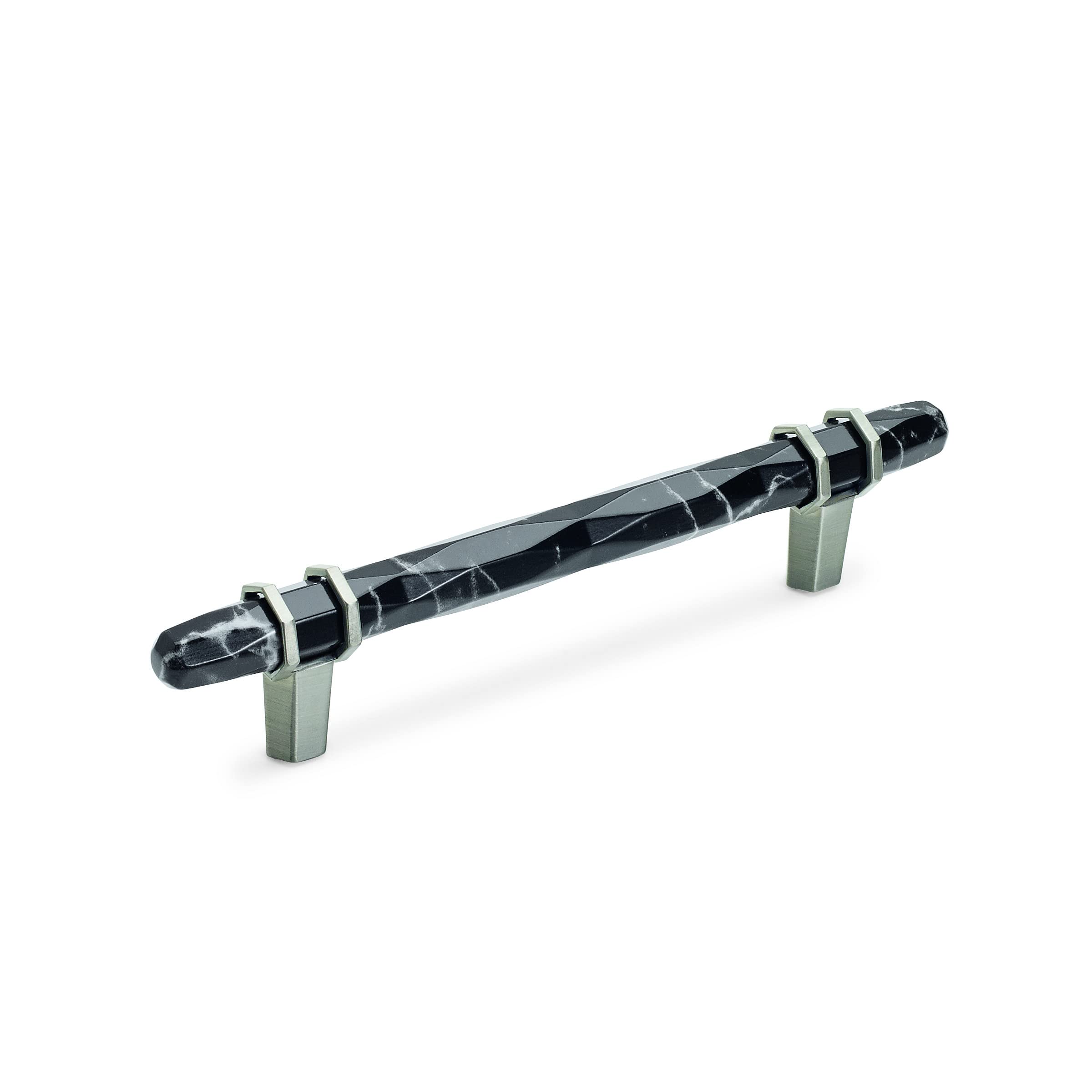 Amerock 5-1/16" Carrione Marble Black/Satin Nickel Drawer Pull
