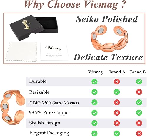 Miniatura 4 de Vicmag Anillo de cobre para mujer, anillo de cobre para mujer, dedos pulgar y regalo del día de San Valentín