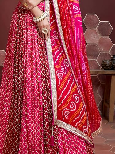 Image of Zeel Clothing Women's Silk Lehenga Choli With Dupatta Semi Stitched