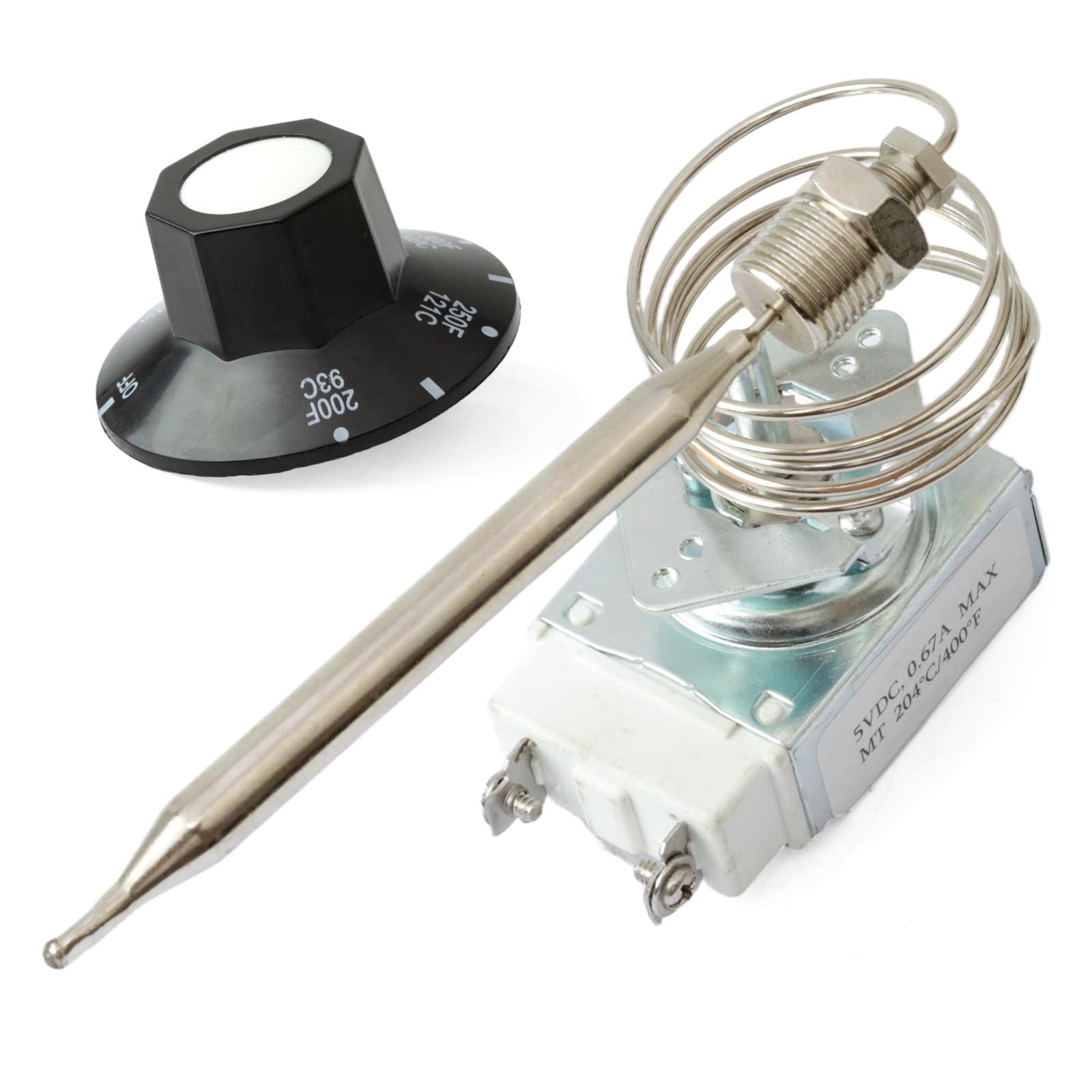 Repuesto para termostato Atosa 301030004, RX-10-24 RX-2-24 RX-2-30 Serie RX Millivolt Termostato 00-913153 Repuesto para freidora Adcraft, 200-400F con caja de cosas Mpt de 3/8 pulgadas