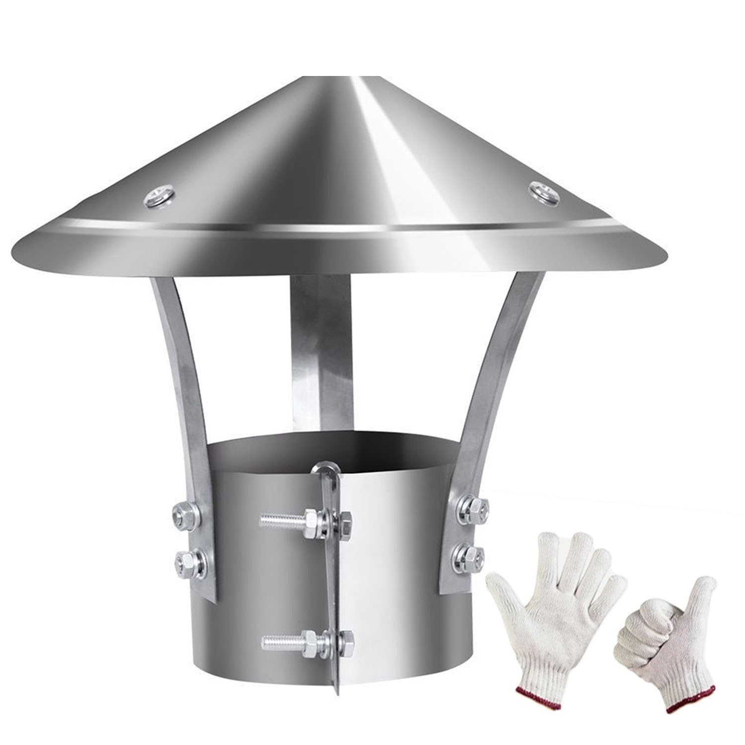Tapa de chimenea de acero inoxidable, tapa de lluvia redonda para ventilación de escape, cubierta de techo resistente a la intemperie, compatible con tubos de estufa de 3 a 8 pulgadas para uso en