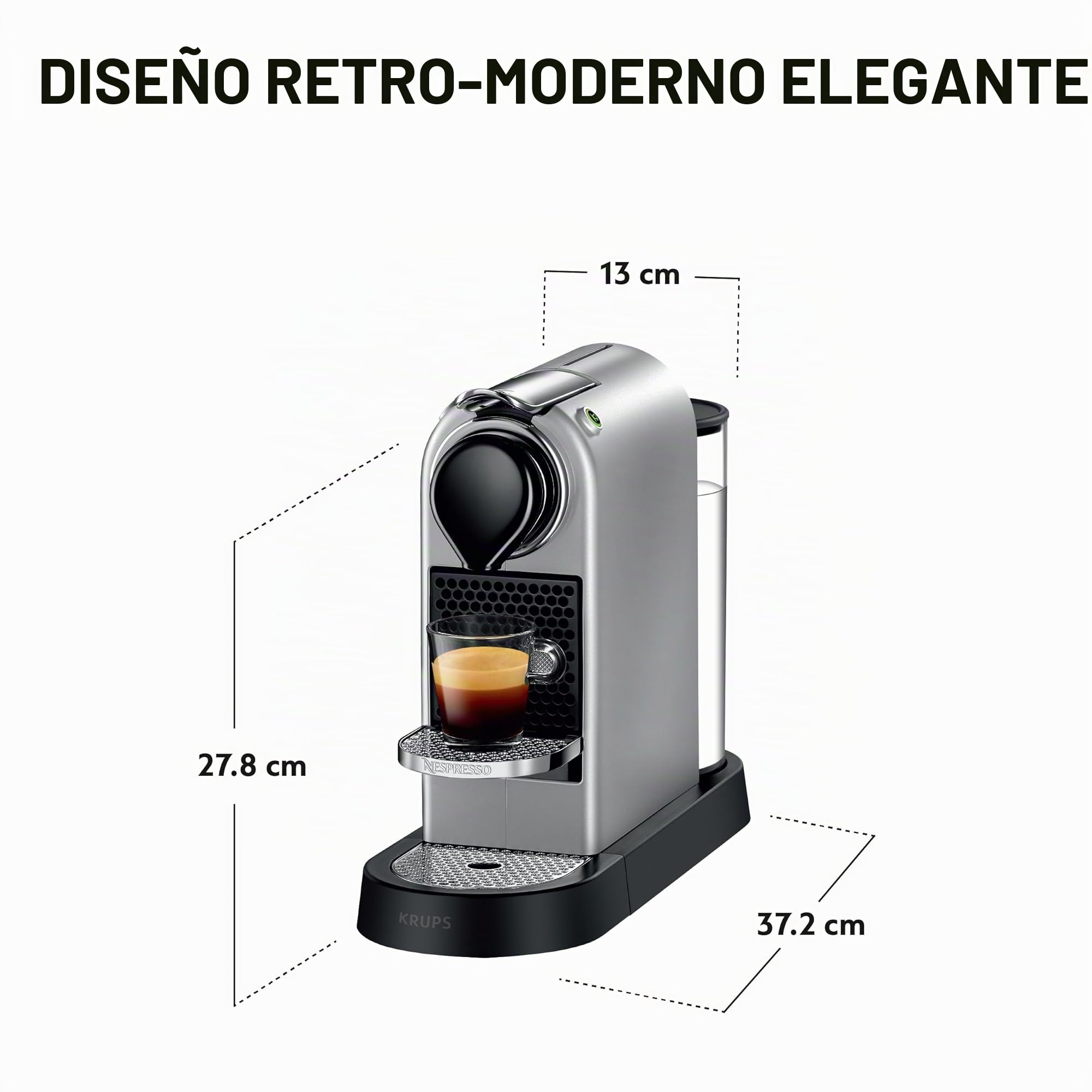 Krups máquina nespresso automática plateada de 19 bares yy4118fd