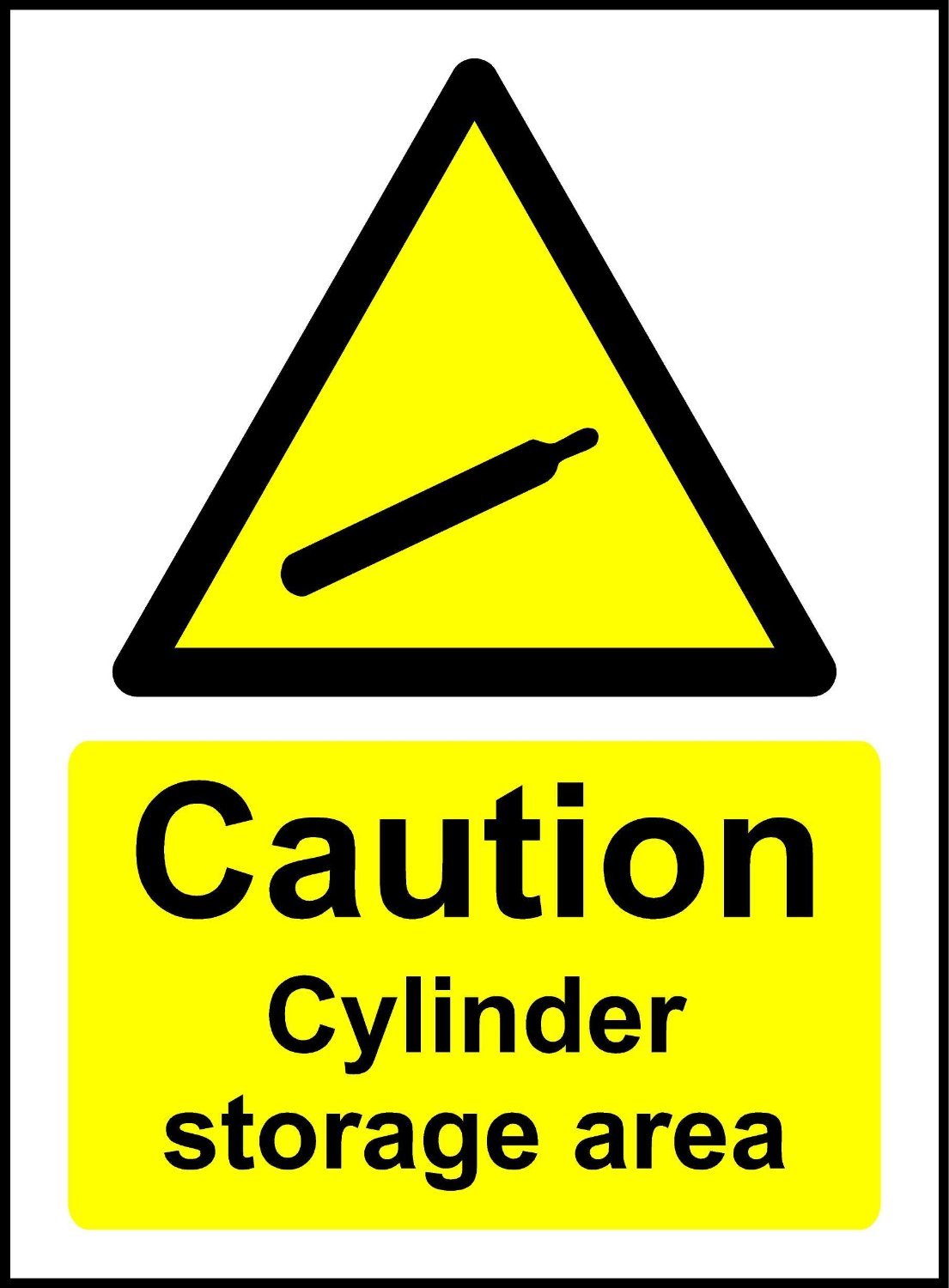 Caution Cylinder Storage Area Safety Sign - 1.2mm Rigid plastic 200mm x 150mm