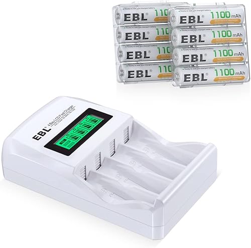 Miniatura 8 de EBL Baterías AAA recargables 1100mAh (8 unidades) con 907 LCD individual AAAAA cargador de batería recargable